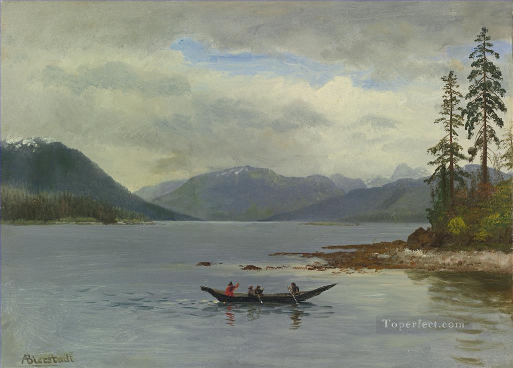 NORTHWEST COAST LORING BAY ALASKA American Albert Bierstadt river landscape Oil Paintings